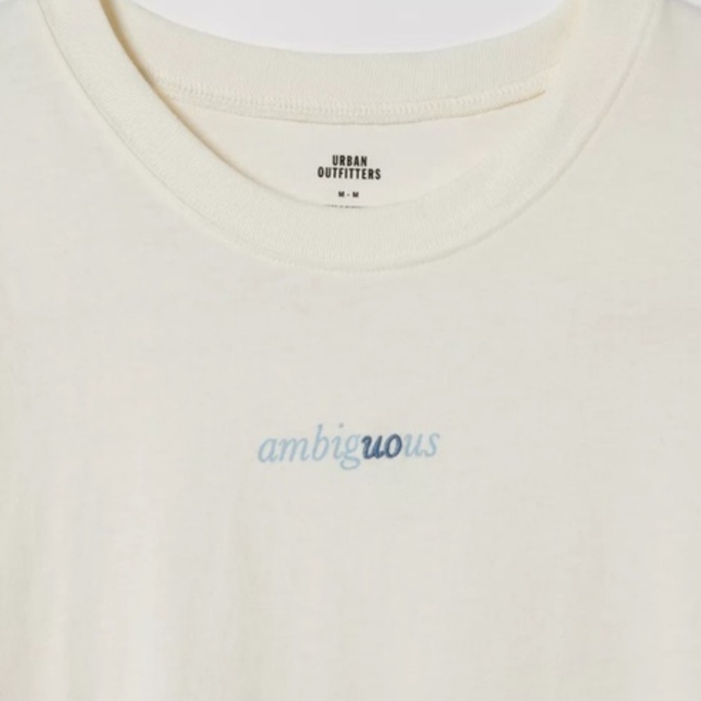 NWOT Urban Outfitters Ambiguous Cream Short Sleeve Tee Unisex size Medium - Picture 2 of 9